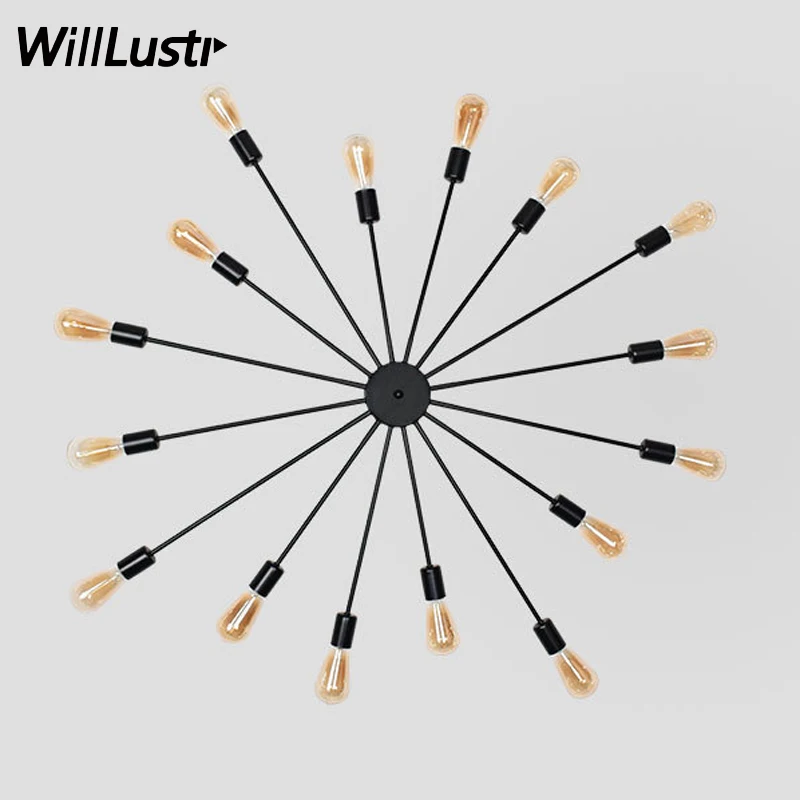 Retro Sputnik Wall Sconce Atomic Starburst lamp lighting living room restaurant cafe bedroom hotel loft wrought Iron wall light