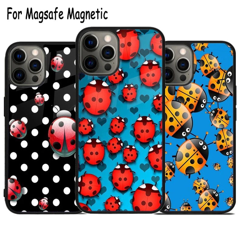 ladybug Wireless Charge Magsafe Phone Case For iPhone 15 16 14 13 11 12 Pro Max Plus Magnetic Bumper Cover