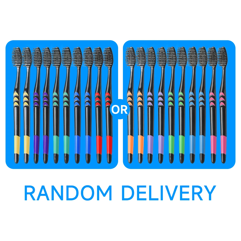 10/20Pcs Family Pack Toothbrush, Bamboo Charcoal Soft Bristles Toothbrush, Travel Carry，Color Random
