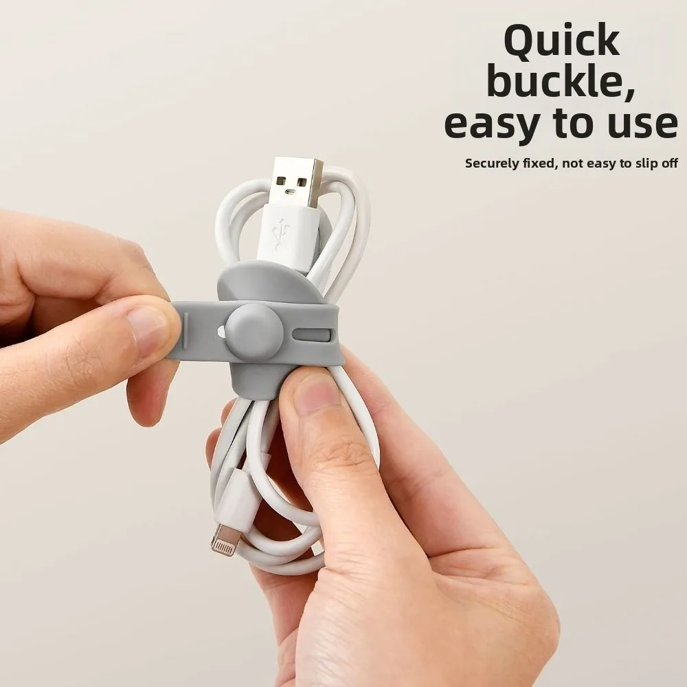 3Pcs Silicone Cable Ties Adjustable Hook Self Adhesive Wire Winding Management Durable Cable Holder for Home & Office