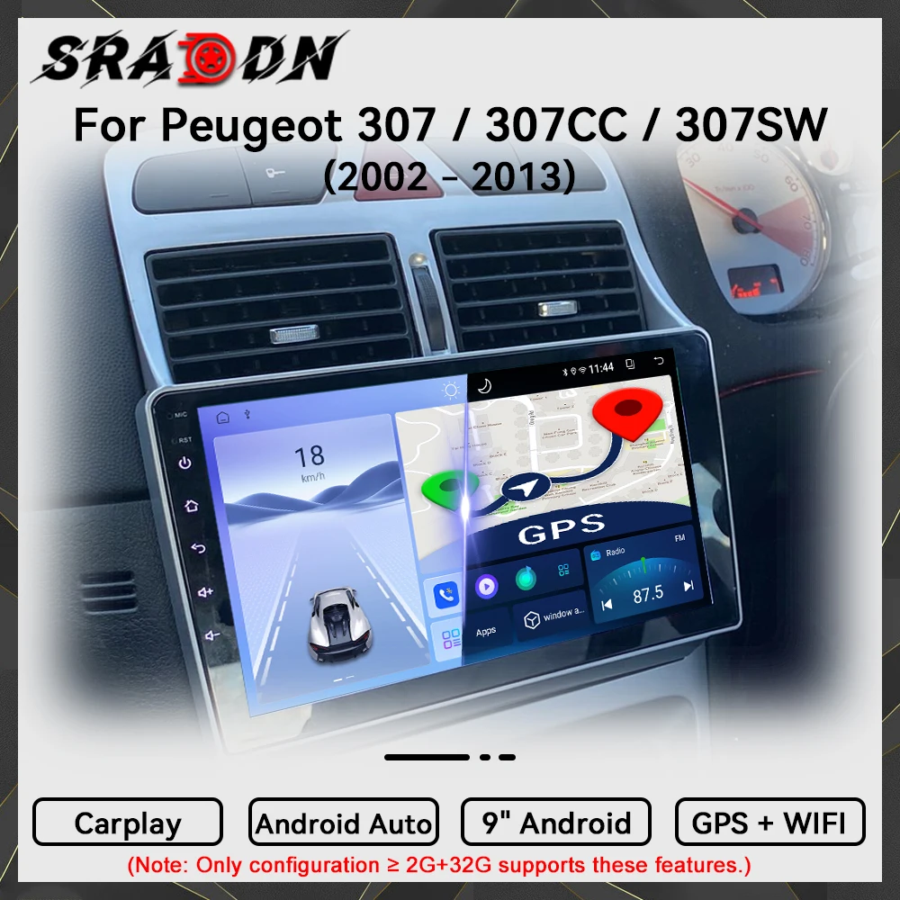 Para Peugeot 307 307CC 307SW 2002 2003 2004 2005 2006 2007 2008 2009 2010 2011 2012 2013 Radio para coche Android Reproductor multimedia de vídeo para automóvil Navegación GPS Carplay Pantalla táctil Auto Stereo