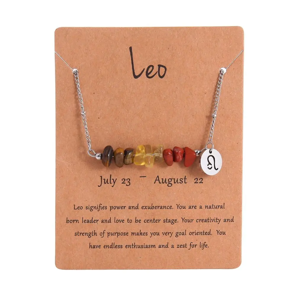 Irregular Stone Zodiac Signs Constellation Necklace Natural Crushed Stone Hand Braid Natural Stone Beaded Choker