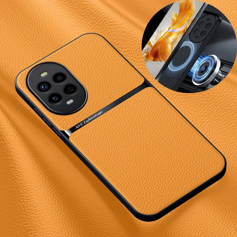 حافظة هاتف جلدية لهاتف هواوي نوفا 9 8 10 11 14 12S SE 13 Pro مدمجة في الصفائح المعدنية غطاء خلفي مضاد للسقوط حافظات ناعمة