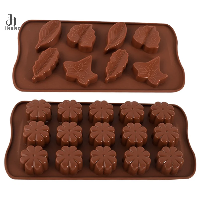 8/15 Cavity Leaf Shape Chocolate Silicone Fondant Mold For Cake Decorating Cookie Baking Tool