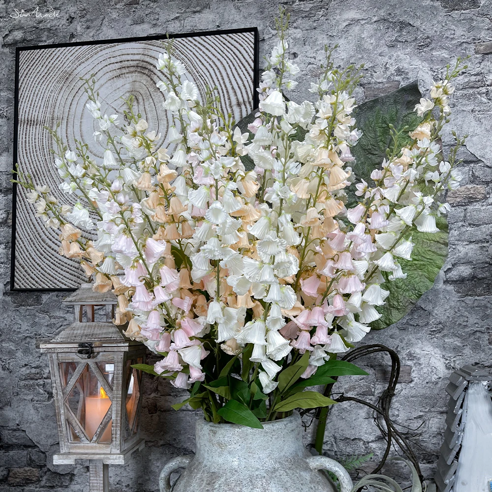 SunMade Vivid Valley Lily Branch Bell Flowers Autumn Home Garden Decor Fall Wedding Decoration Fleurs Artificielles White Flore