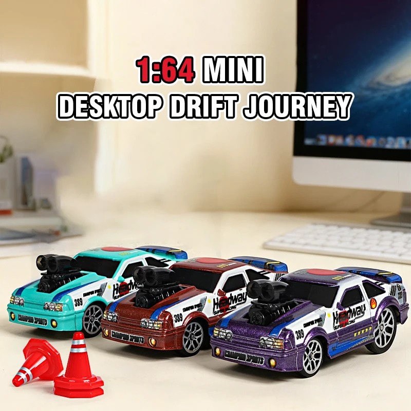 Mini coche teledirigido 1/64, aleación fundida a presión, Vintage, Control remoto, camionetas Retro, coches de escritorio para niños, camión eléctrico para regalo de chico