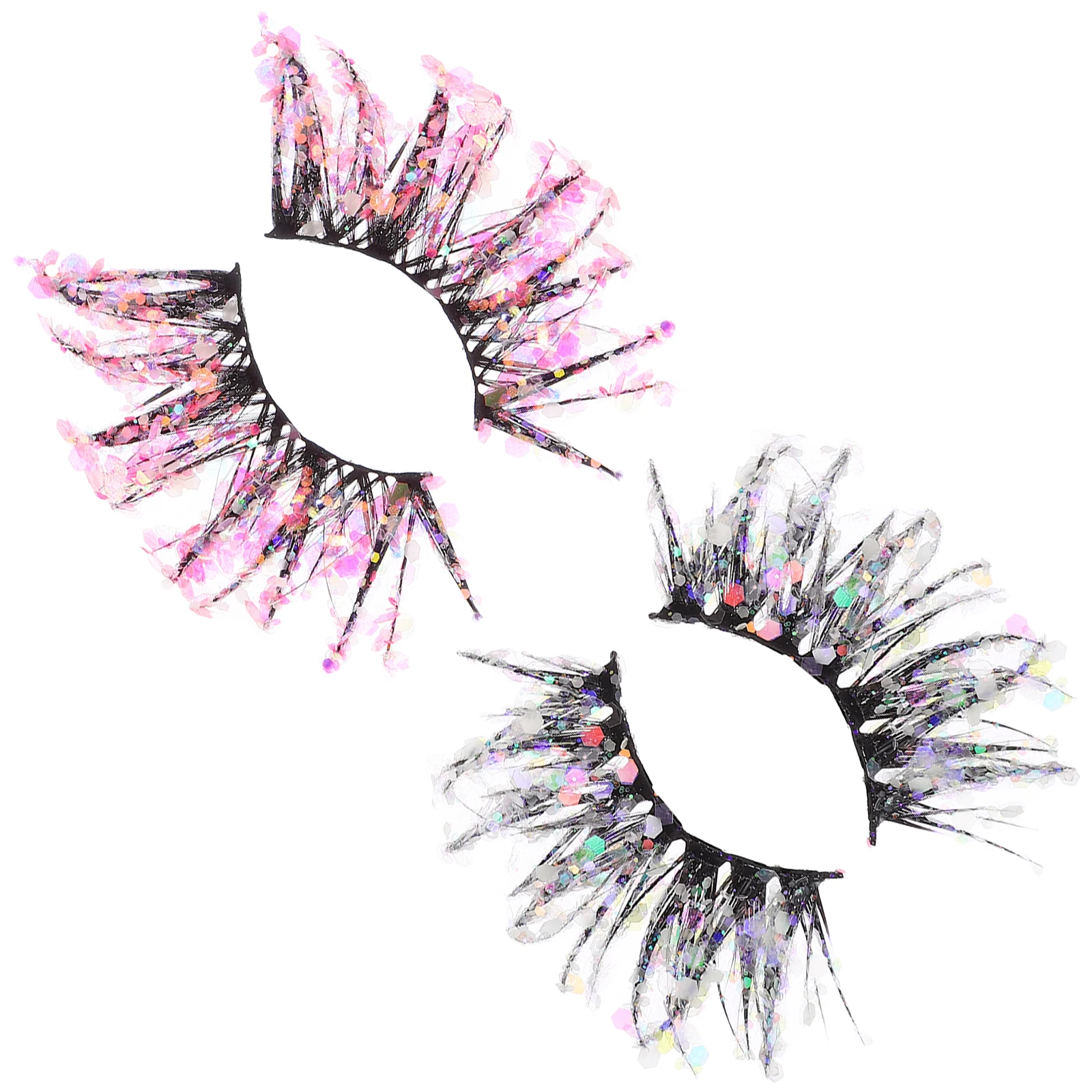 

2Pairs Glitter False Eyelashes 3D Dramatic Luminous Lashes Creative Fluorescence Design Fake Eyelashes Eyelash Extensions