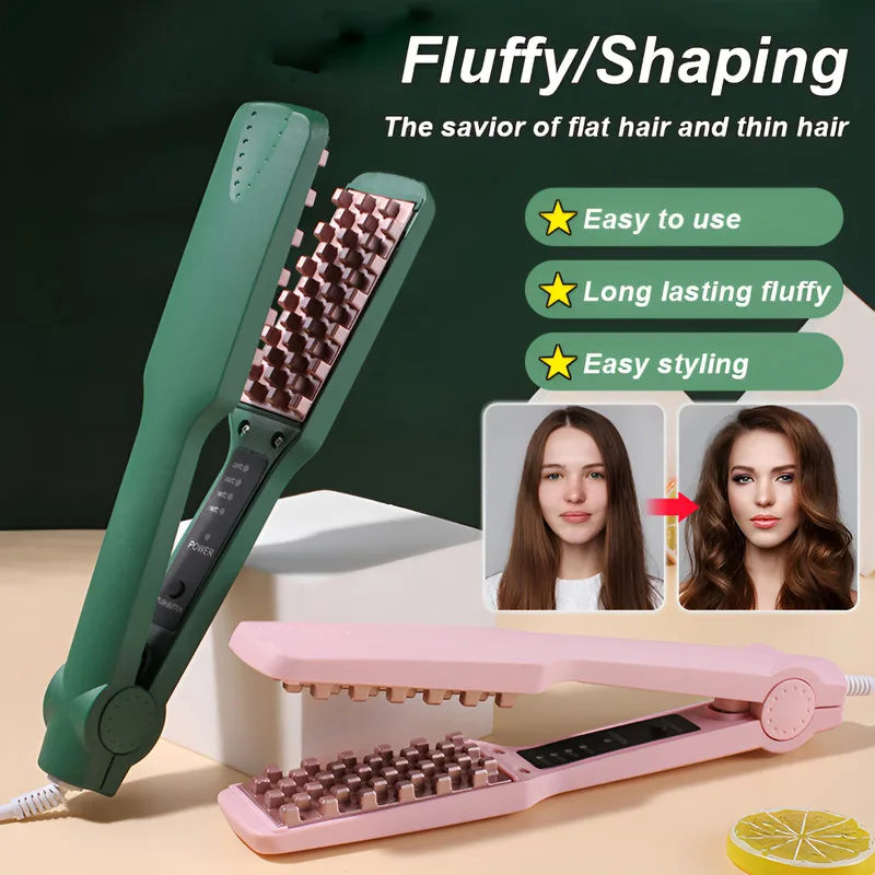 

Corn Curling iron Professional Ceramic Volumizer Shaggy Hair Curling Iron Comb Grid Crimper Waves Corn Brushes Styling Tools