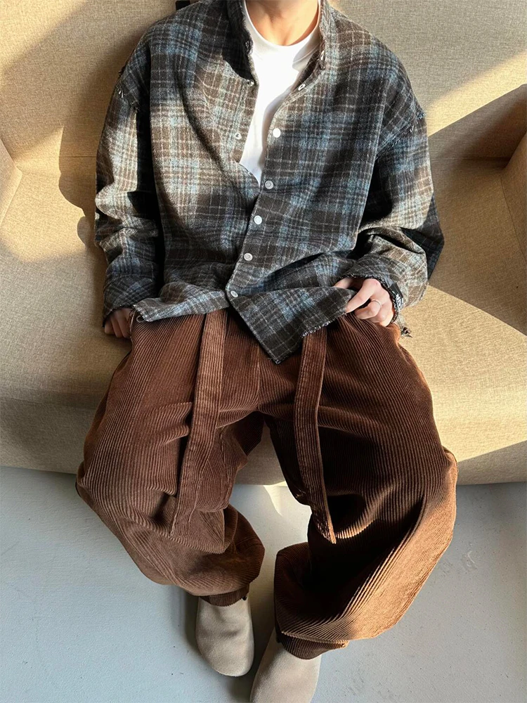 

Мужская куртка в стиле ретро-американский кэжуал, длинная, с воротником-стойкой, в клетку, молодежная, трендовая, весенняя, повседневная, производство Китай