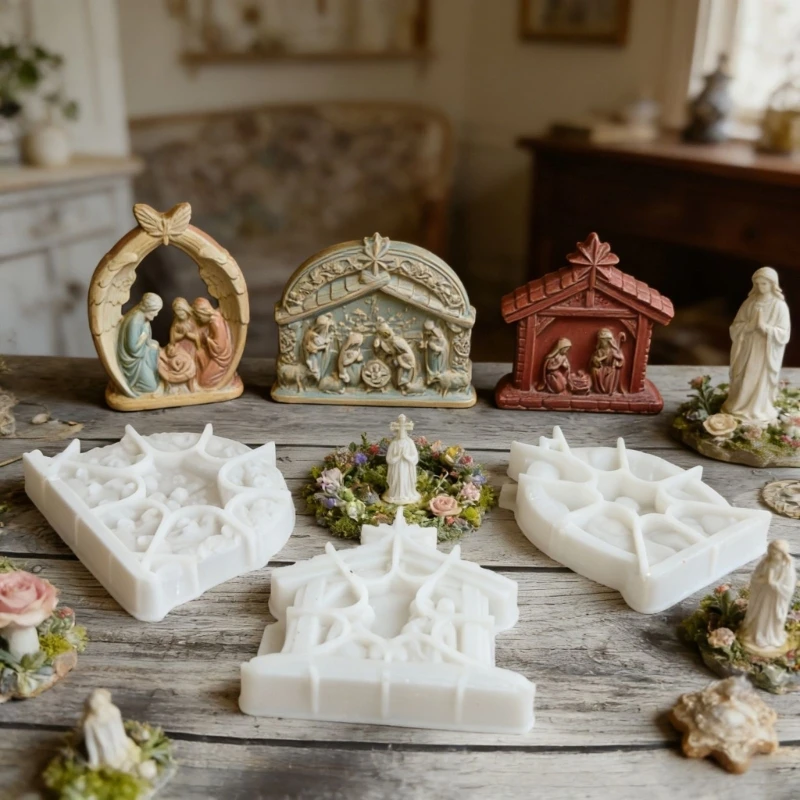 Nativity Themed Silicone Mould Silicone For Making Soap Chocolate Home Decoration Resin Casting B03E
