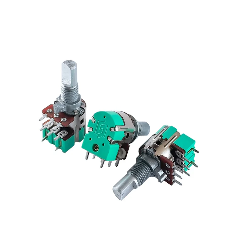 1PC H120 Rotary Switch Double 8-pin Volume Adjustment Potentiometer With switch A503K A10K half shaft 15mm