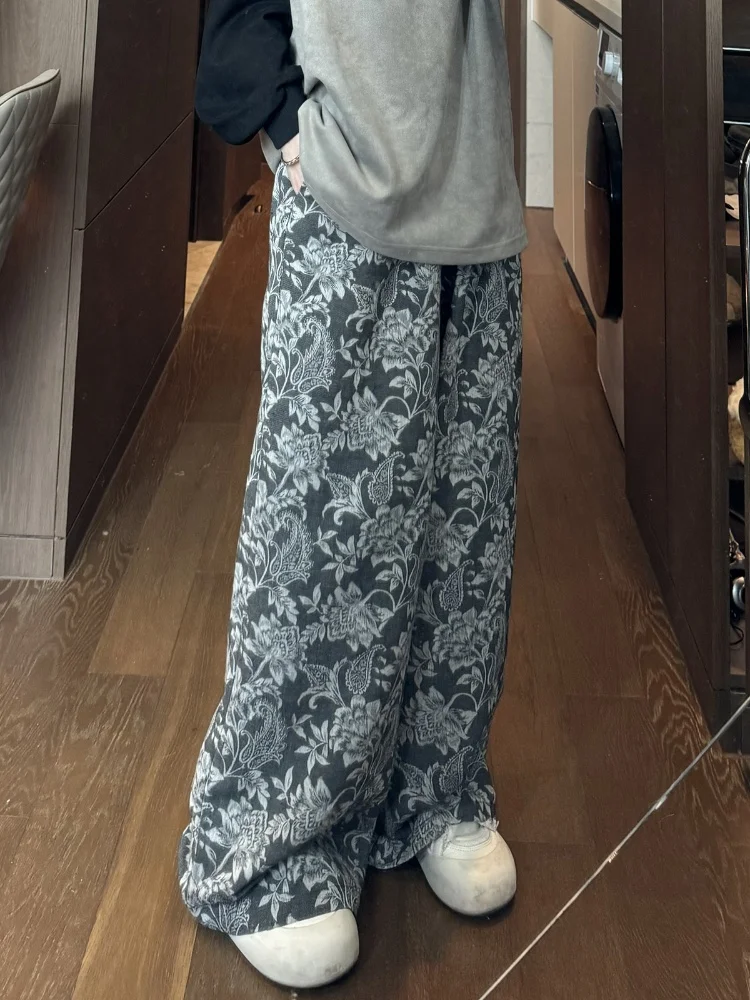 

Мужские широкие брюки из хлопка и льна в американском ретро-стиле, свободные повседневные прямые брюки в пол, новинка весенней коллекции, стильные брюки для отдыха