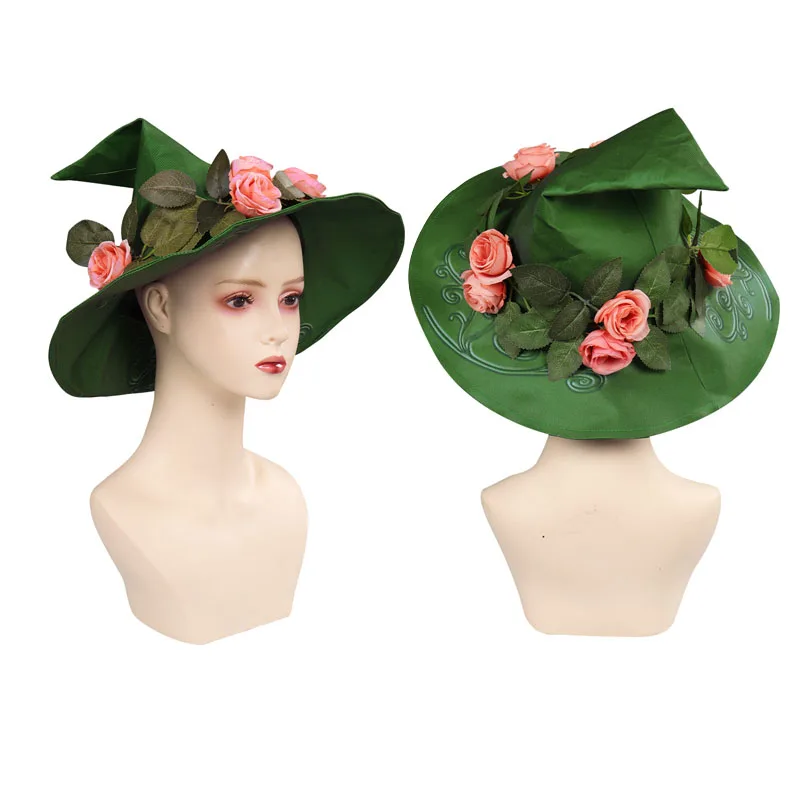 Legacy Professor Mirabel Cosplay Hat Cap Wizard Costume Accessories For Women Girls Role Play Green Pointed Floral Hats Gifts