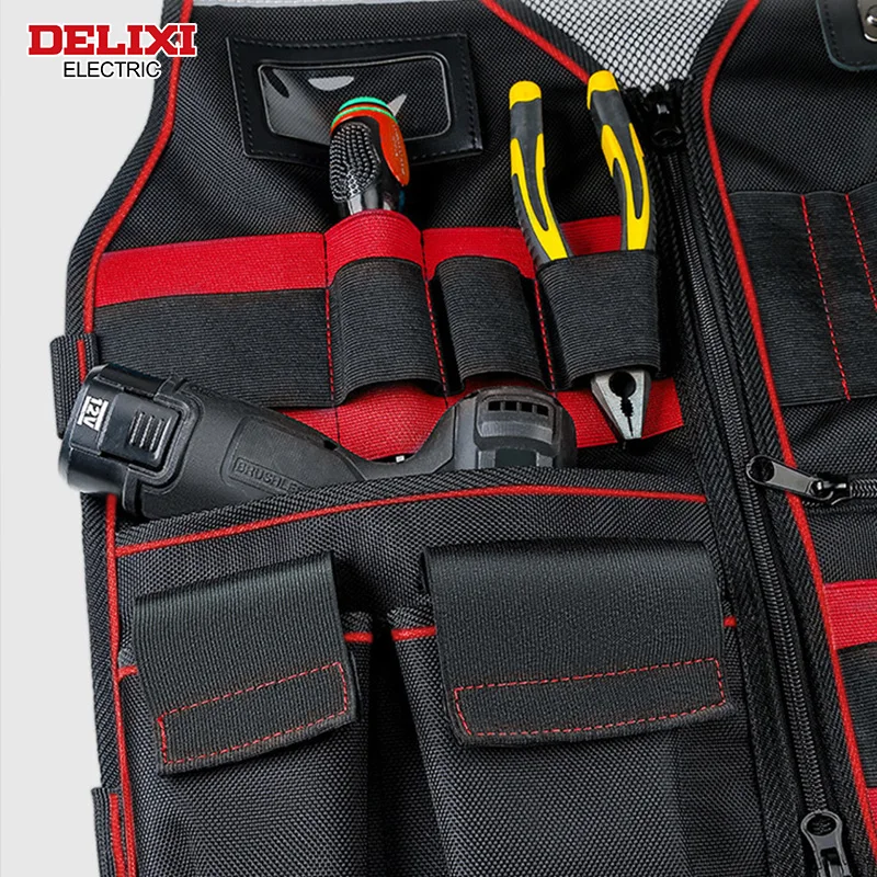 DELIXI ELECTRIC Tool Vest Storage Tool Electrician Work Clothes Reflective Vest Structure Safety Vest Breathable Storage Vest
