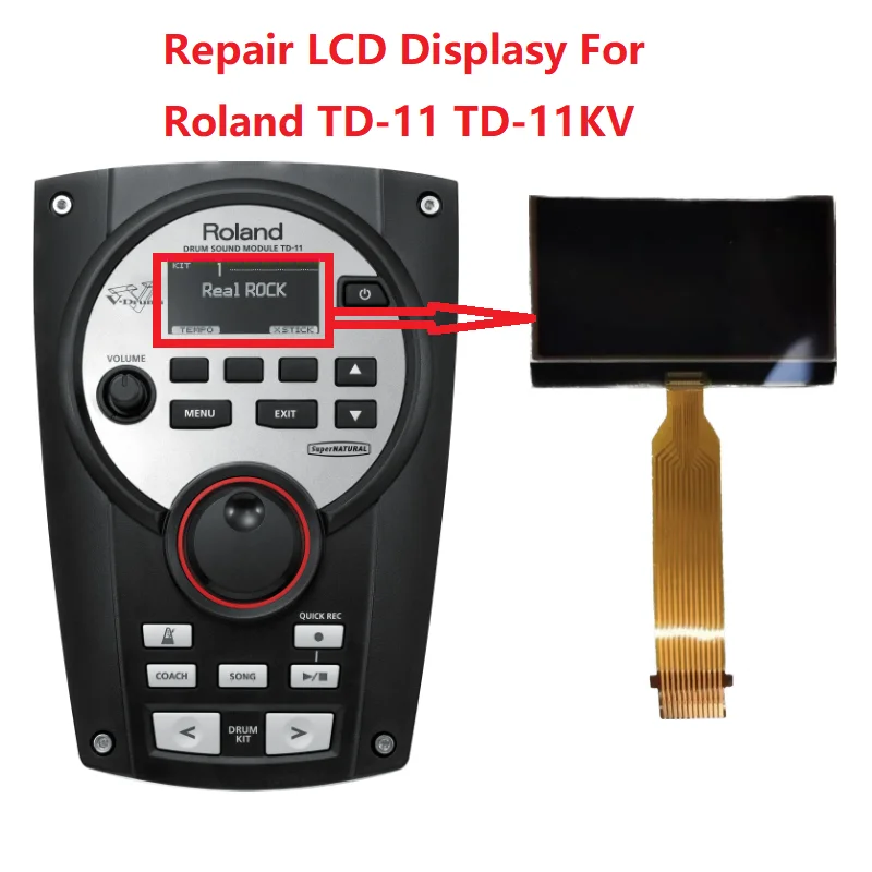 LCD Display For Roland TD-11 TD-11KV Drum Sound Module Matrix Screen Repair （No backlight）