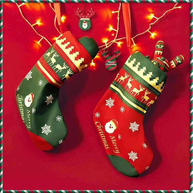 Christmas Colourful Socks Pocket Storage Bag Christmas Gift Decoration Socks Gift Bag Car Decoration Storage Bag