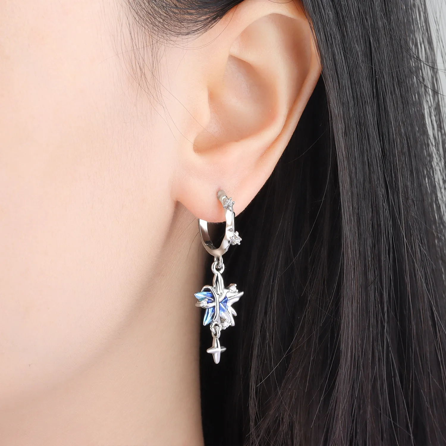 Original 925 Sterling Silber Ohrringe Himmelskundliche Sonne Stern Mond Tropfenohrringe für Frauen Täglicher Geburtstags- Valentinstags-Schmuck Geschenk – Detail 28
