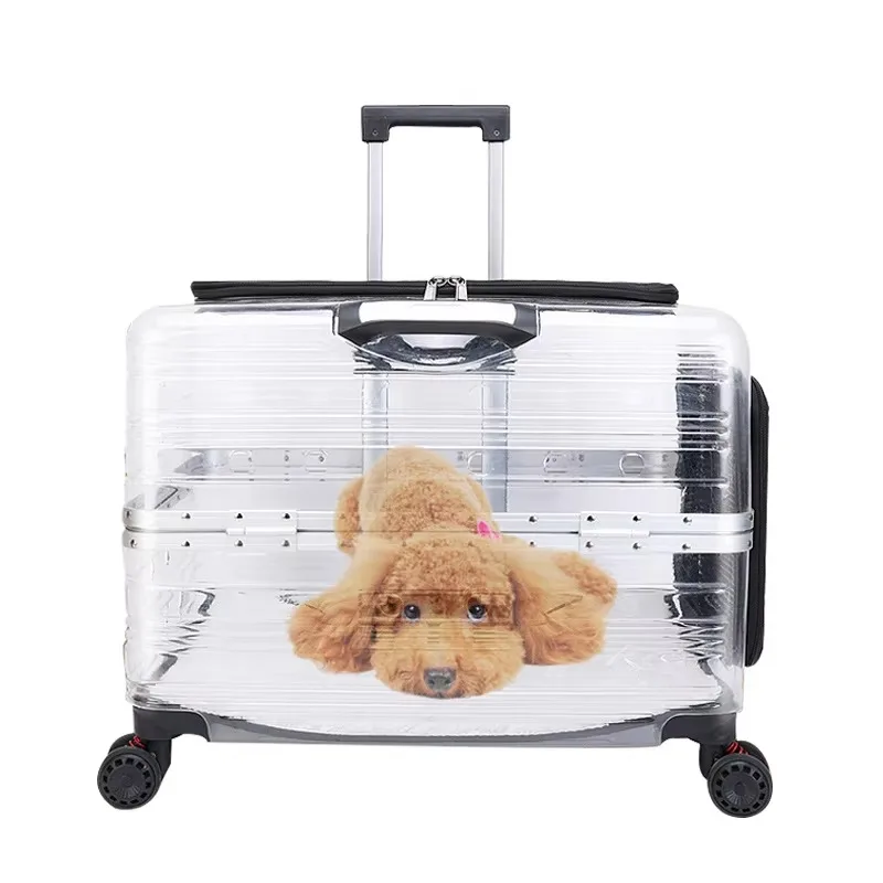 2026 Borsa per animali domestici con cabina spaziale di grande capacità Custodia per trolley per animali domestici Borsa da esterno per cani portatile completamente trasparente per gatti con due animali domestici