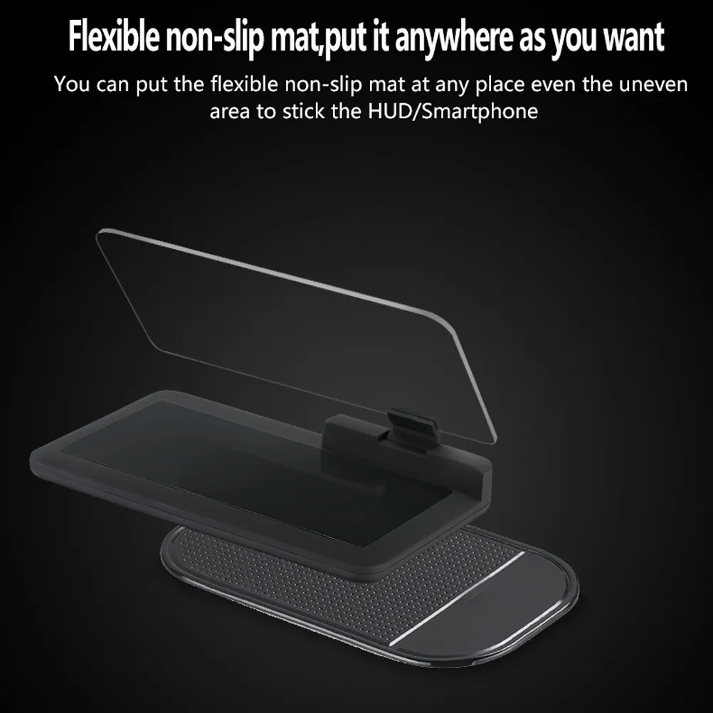 Hard Organic Glass Head Up Display Phone Holder Car GPS Navigation Reflector 6 Inch Flexible Mount Black Head Up Display