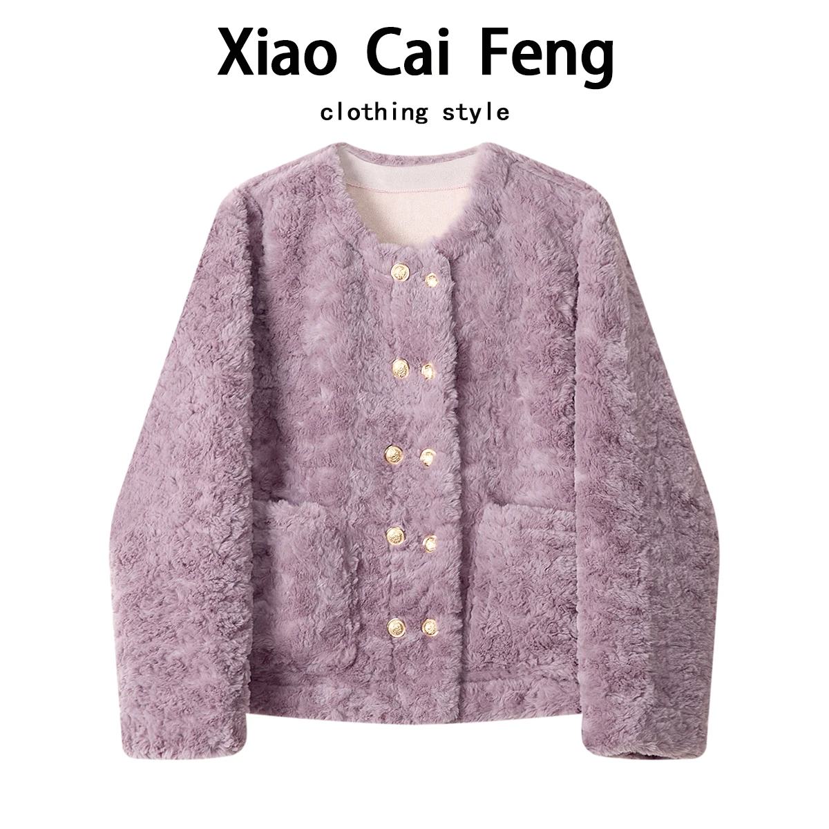 

Корейский Sle, мягкий фиолетовый мех ягненка, женский топ свободного покроя на осень-зиму, теплый кожаный меховой топ с внутренней отделкой