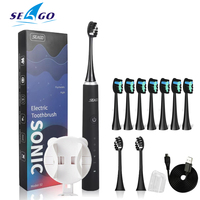 Seago S2 Sonic Toothbrush Rechargeable Whitening Electric Toothbrush 5 Modes 2 Min Timer IPX7 Waterproof 10pcs Brush Heads