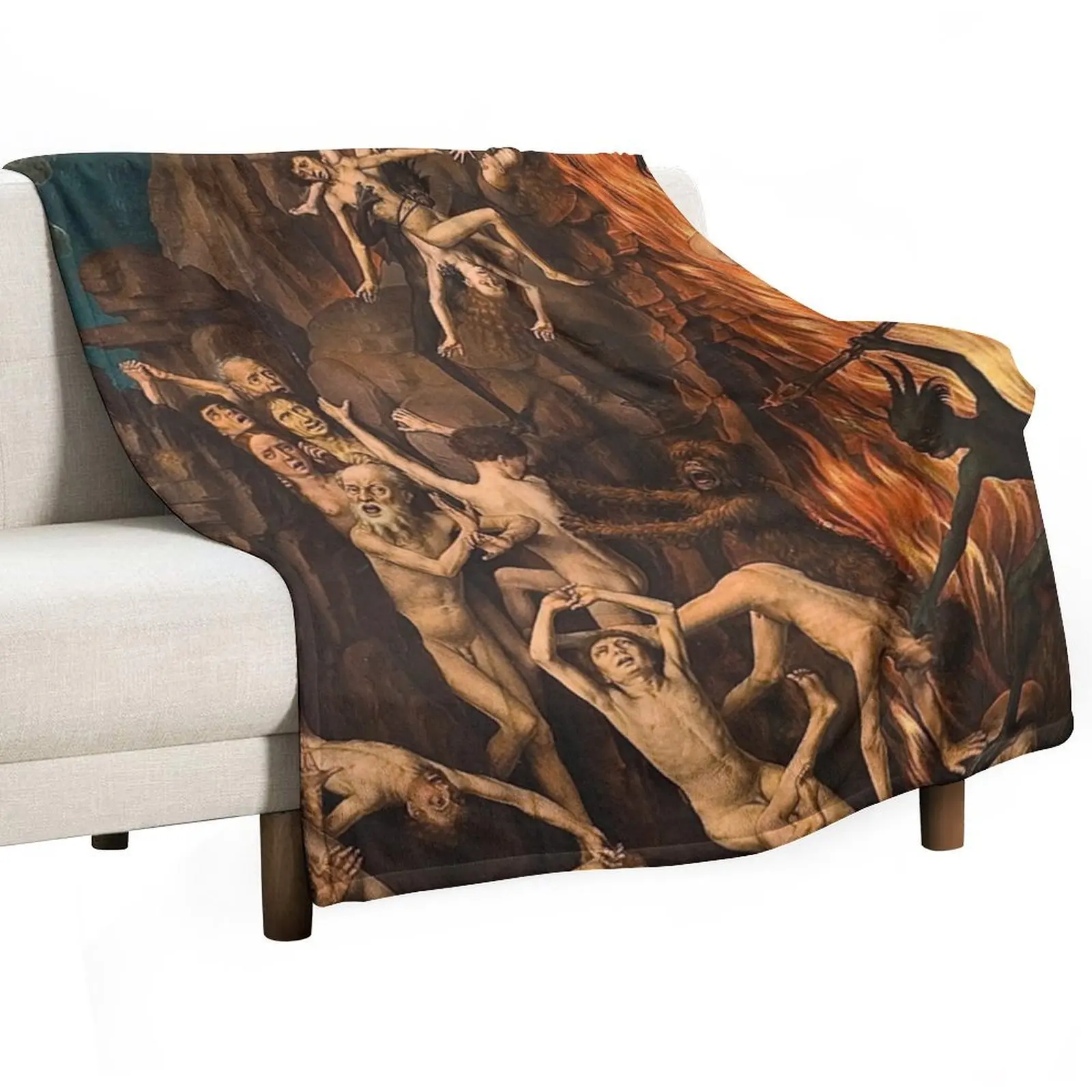 

HD Last Judgement - Hell (right panel) , by Hans Memling - Original colors- HIGH DEFINITION Throw Blanket Shaggy Blankets