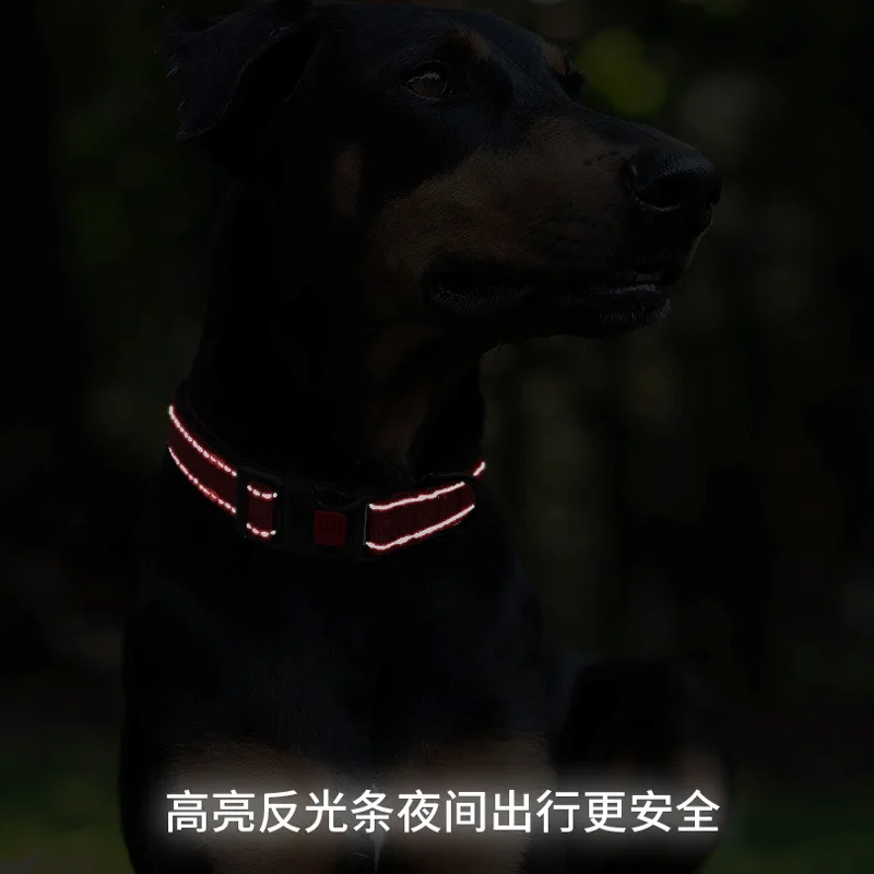 Reflektieren des Hunde halsband, weiches, mit Neopren gepolstertes, atmungsaktives Nylon-Haustier halsband, verstellbar für mittelgroße Hunde, Hals – Detail 11