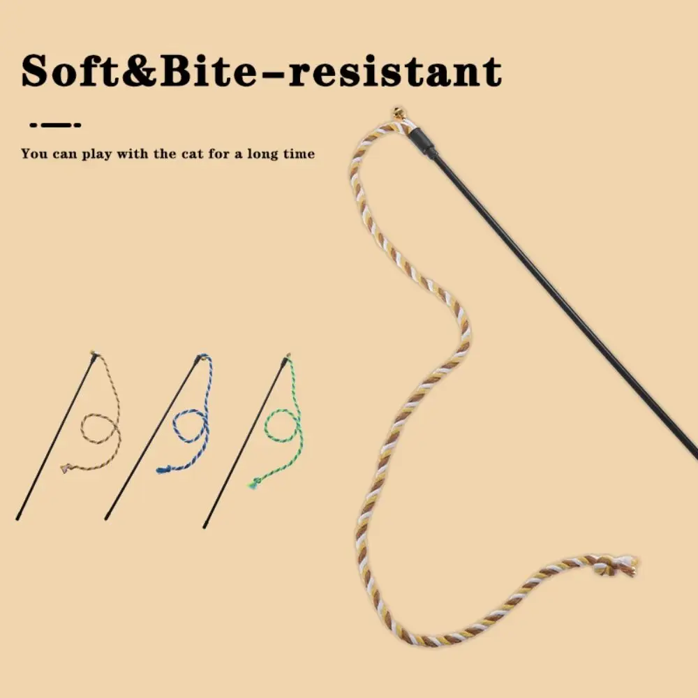 Multi-functional with Bell Cat Wand Bite Resistant Interactive Play Cat Wand Cotton Rope Pet Chew Rope Adult Cat