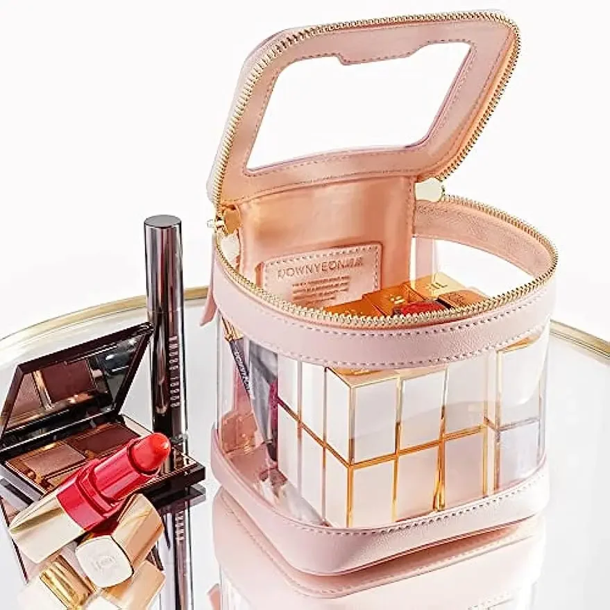 

Makeup Organizer Box Personalized Pink Transparent Lipstick Cosmetic Bag Waterproof Travel Makeup Organizer