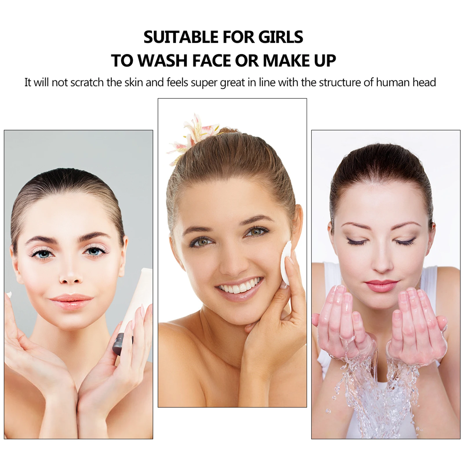 

2Pcs Makeup Headband Set Wash Face Hair Wrap Comfortable Stretchable for Women Daily Use Grey Black Face Washing Headband