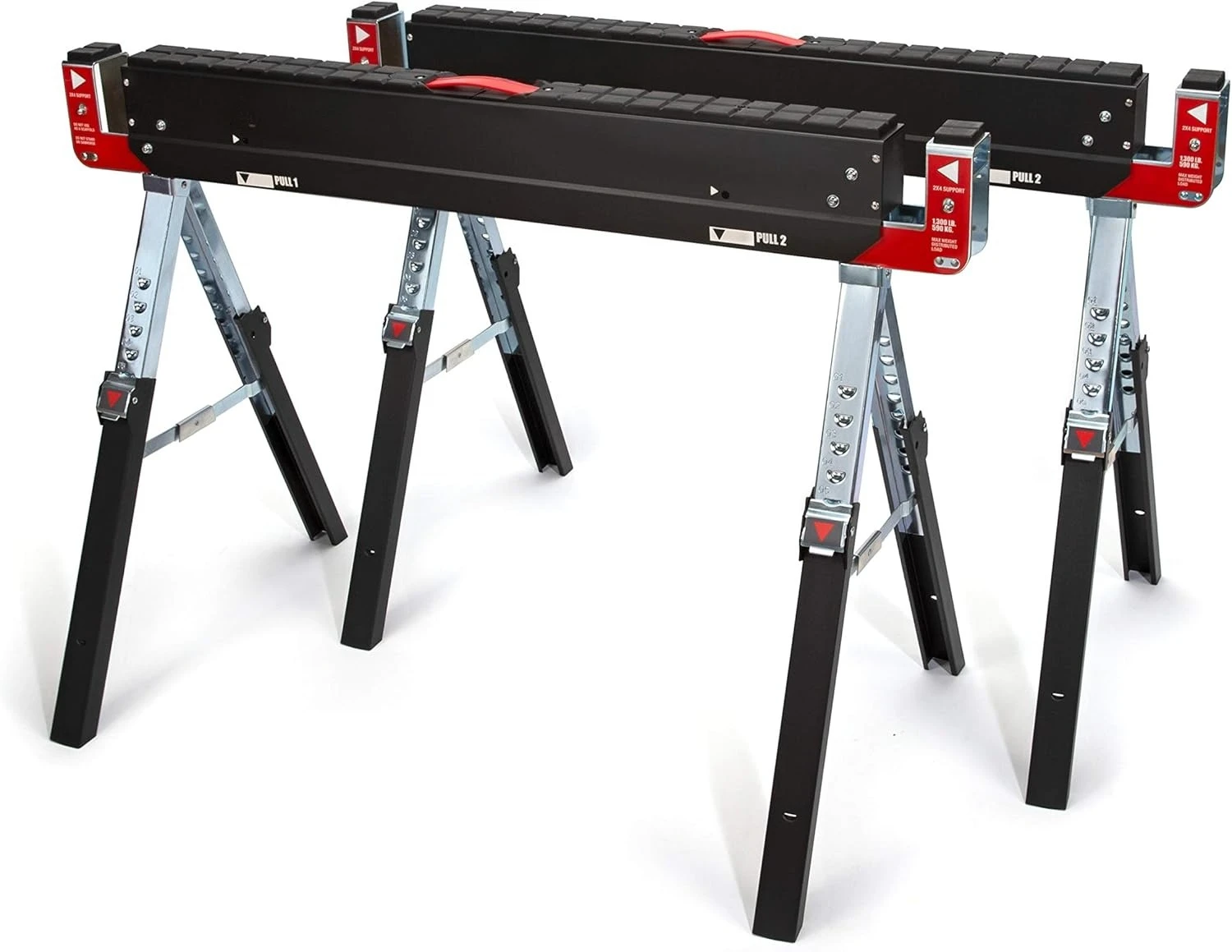 

Adjustable Height Work Table Folding Sawhorses, Set of Two, Durable Steel Construction, Folding Legs,New Popularity