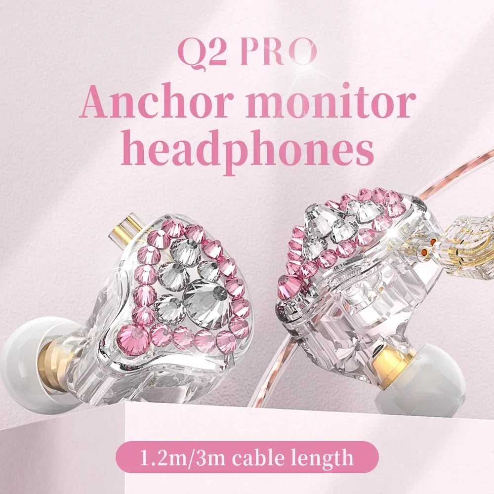 

In-Ear Earphone Noise Cancelling Headphones with Microphone 3.5mm Wired Earbuds Diamond Headset for Gifts Gifts Brithday Q2Pro