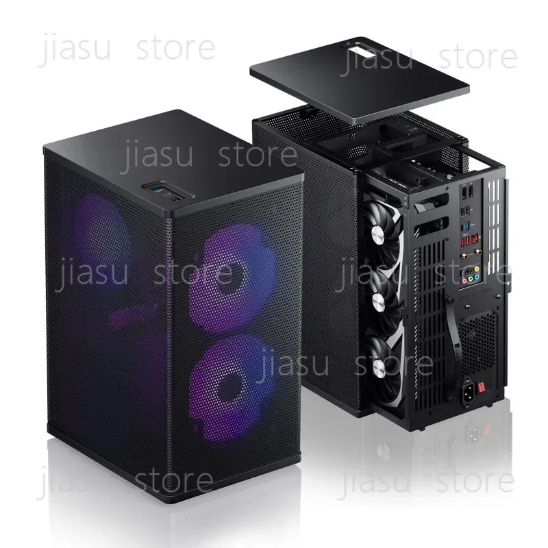 Mini ITX PC Case VR3 Style, Upright Tower Chassis Support 240 280mm Water Cooling, Compact Small Form Factor