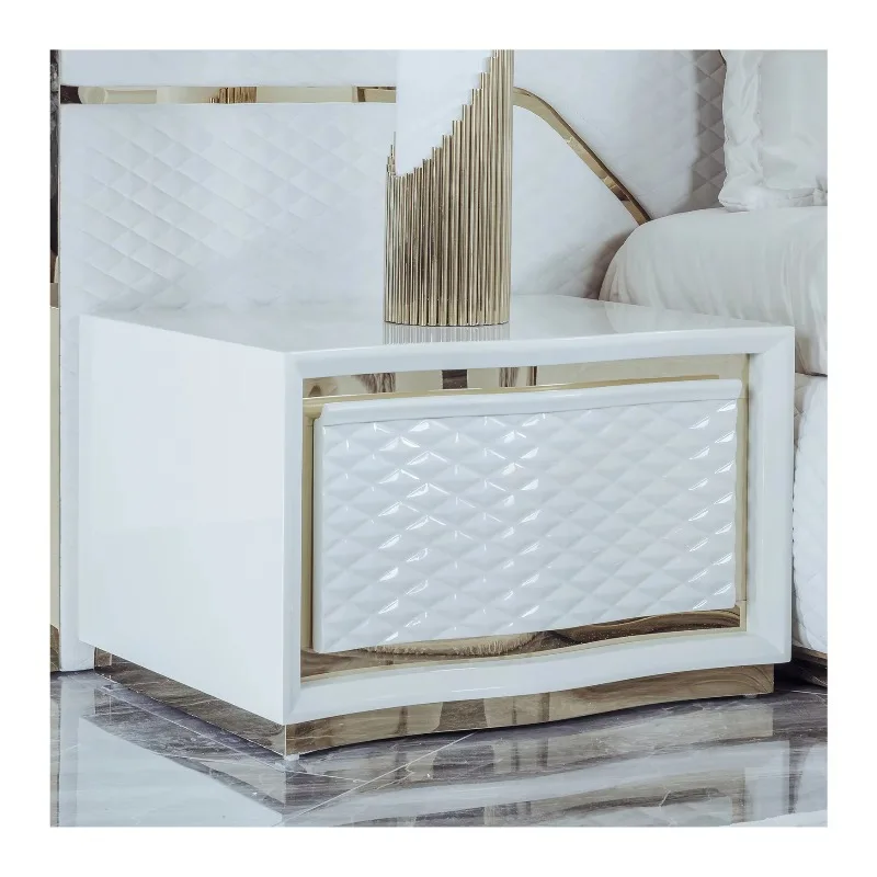

Modern simple bedroom bedside table bedside table wooden frame white bedside table