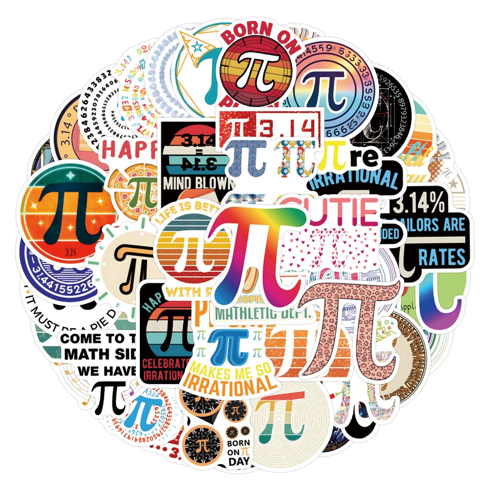 

10/55PCS Pi Day Stickers π Cartoon 3.14 Graffiti Sticker Decoration Commemorate Gift DIY Laptop Guitar Bike Skateboard Kid Toys