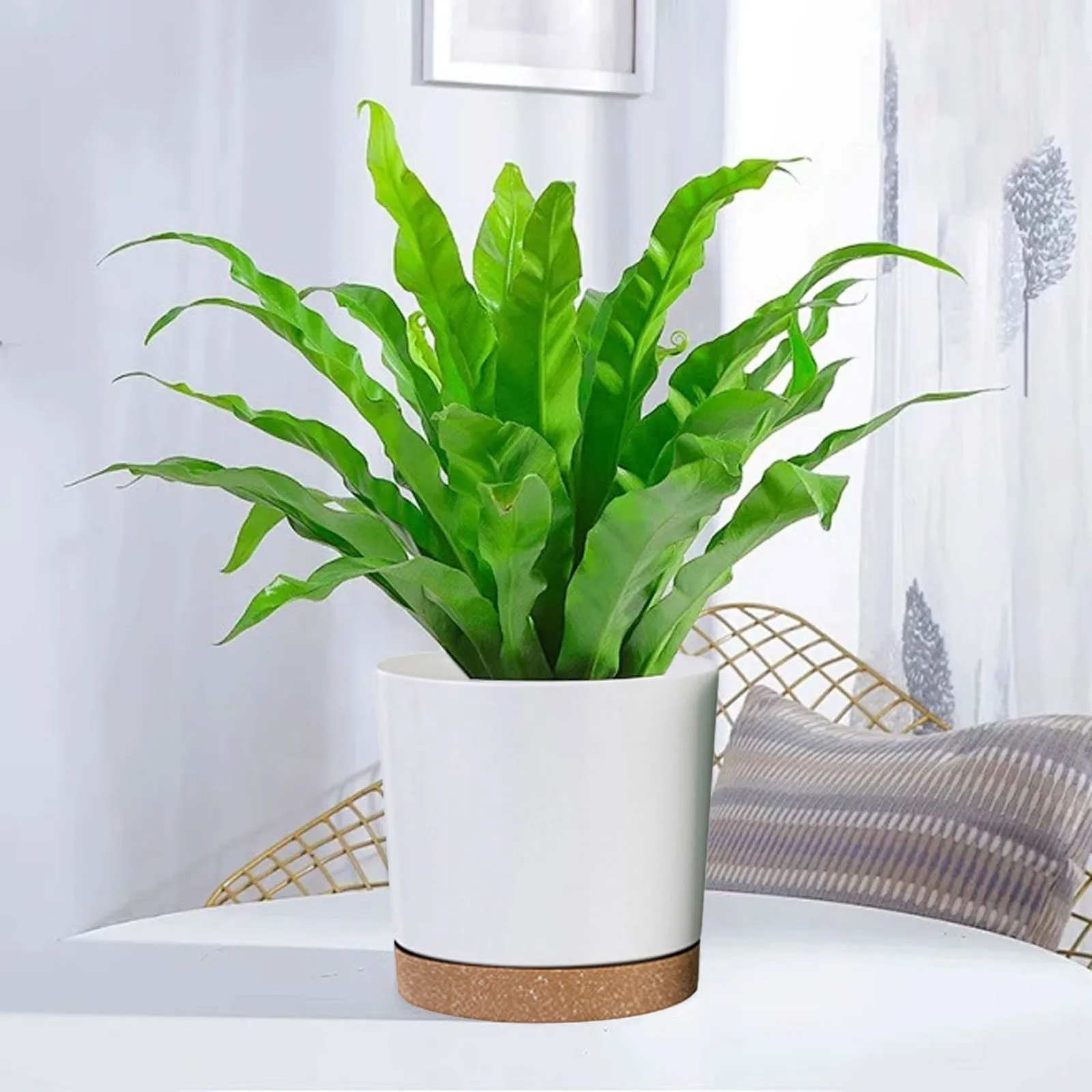 8 Inch Indoor Plastic Flowerpot Green Plant Breeding Home Decoration Balcony Planter Pot High Tube Floor Standing Vase Garden