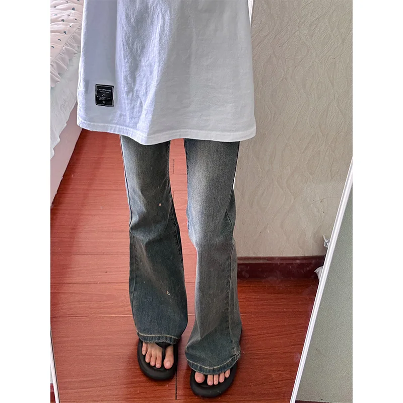 

American Retro ey Flared Jeans Women's High Waist Slimming Small Size Straight Leg Wide Leg Bootcut Hoof Pants