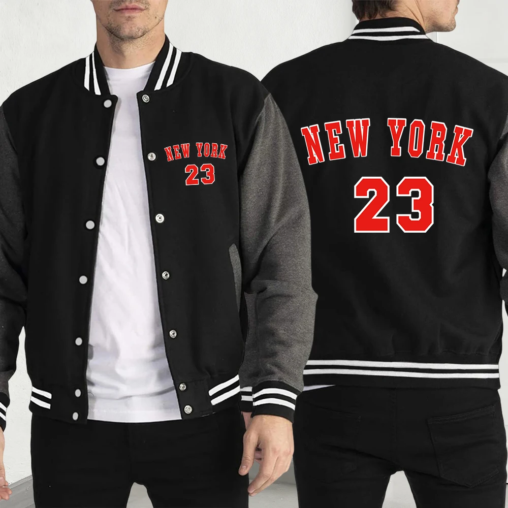 

Номер Нью-Йорка 23, мужская уличная одежда с принтом, модные бейсбольные куртки, осенняя спортивная одежда, флисовая унисекс универсальная куртка в стиле ретро