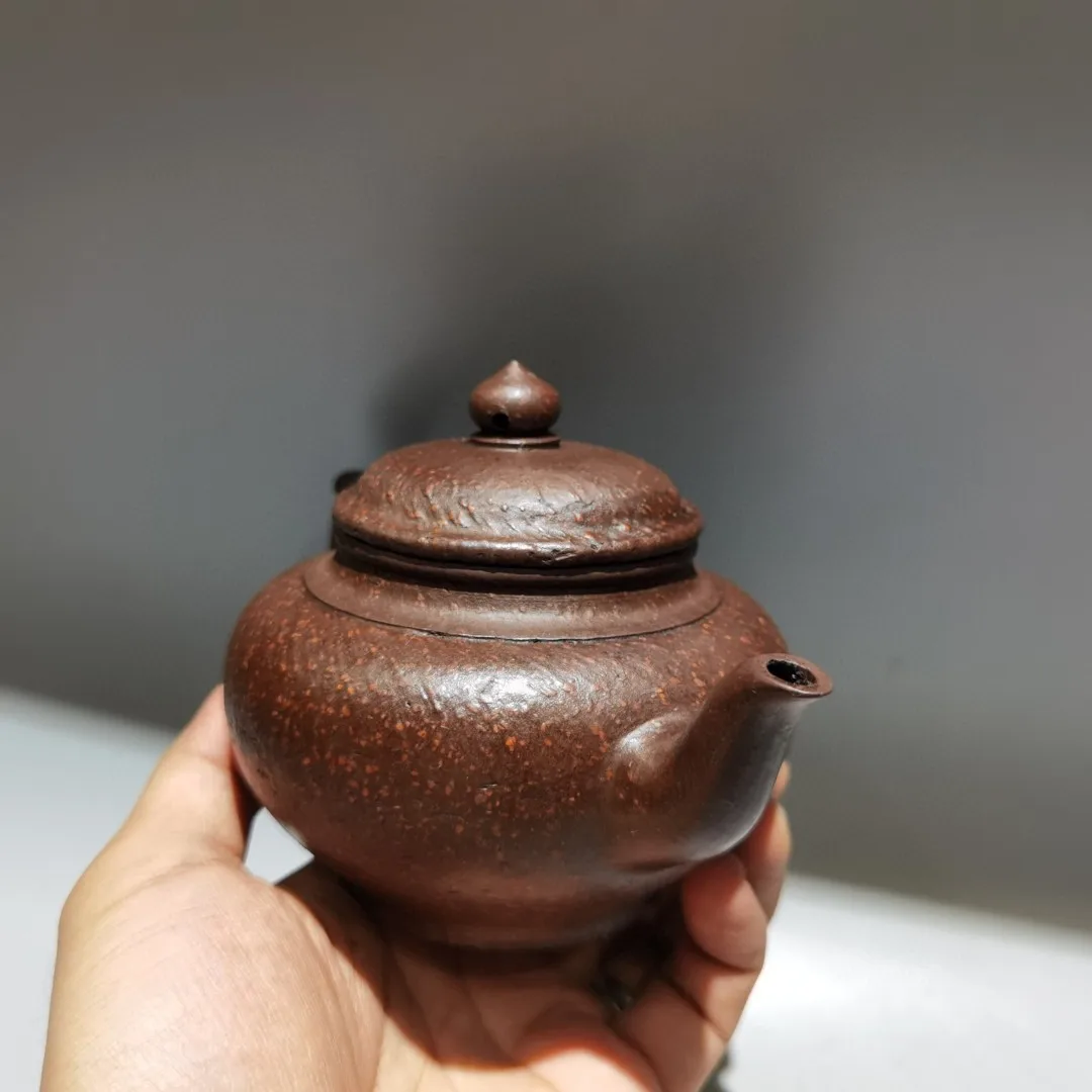 6 "الصينية ييشينغ الأرجواني الطين إبريق الشاي الوجه المبتسم زهر الكرز وعاء غلاية مسطحة جمع الثروة زخرفة غلاية إبريق الشاي حفل الشاي