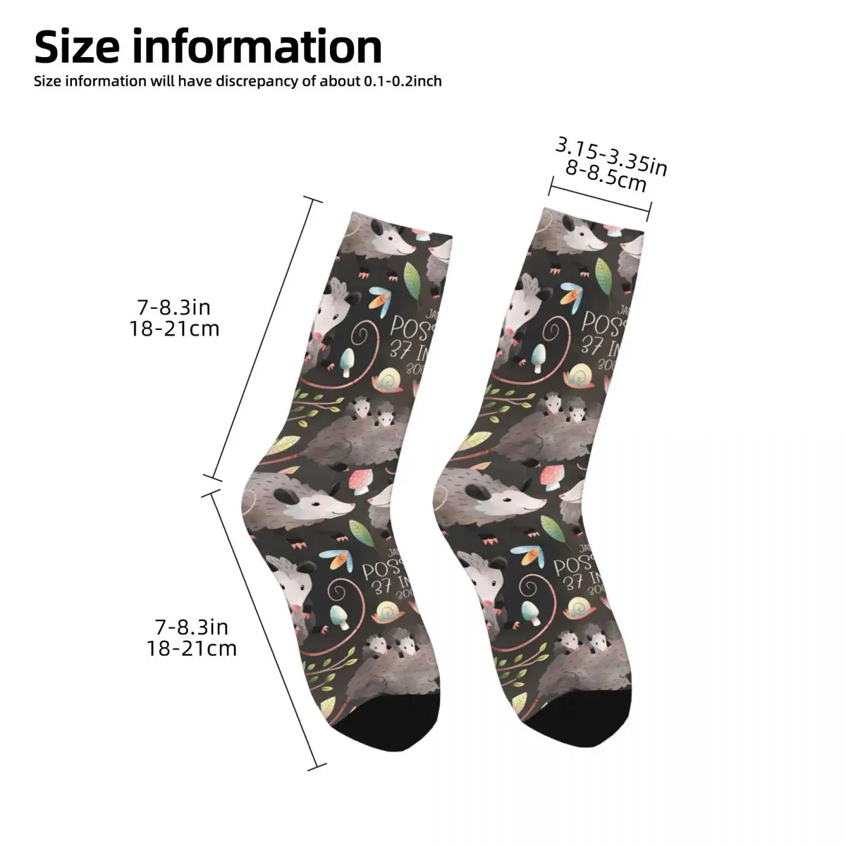 Vintage Wild Animals Crazy Men's Socks Opossum Cute Animal Unisex Harajuku Pattern Printed Happy Novelty Crew Sock Boys Gift