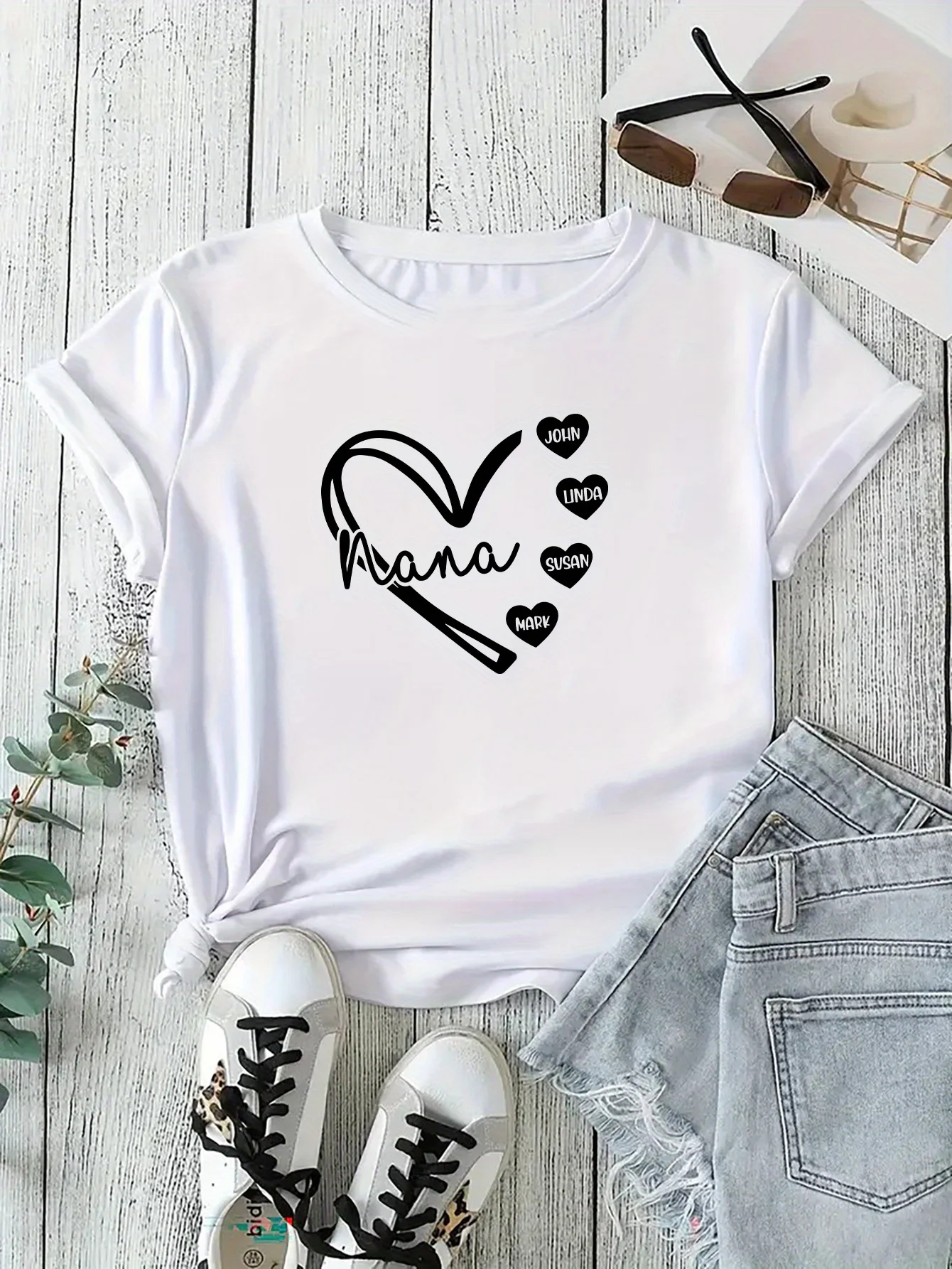 

Повседневная футболка с принтом сердца, женская футболка с круглым вырезом, Harajuku, повседневная футболка с коротким рукавом, одежда, уличные топы, футболки, эстетичная одежда