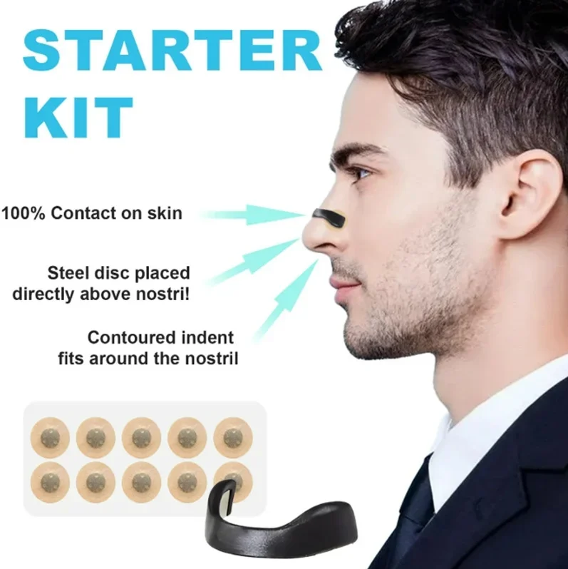 Skin Safe Magnetic Nose Strips,Sport Nasal Dilator,Intake Breathing Nasal Strip Starter Kit Boost Oxygen Snore Reducing Aids