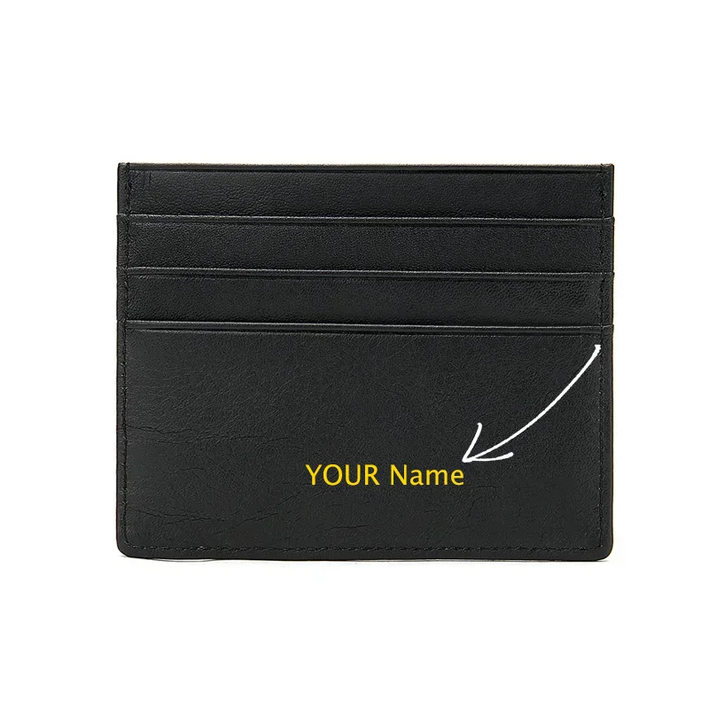 男性用のパーソナライズされた本革のカードホルダー,クレジットカードホルダー,黒,直接配達