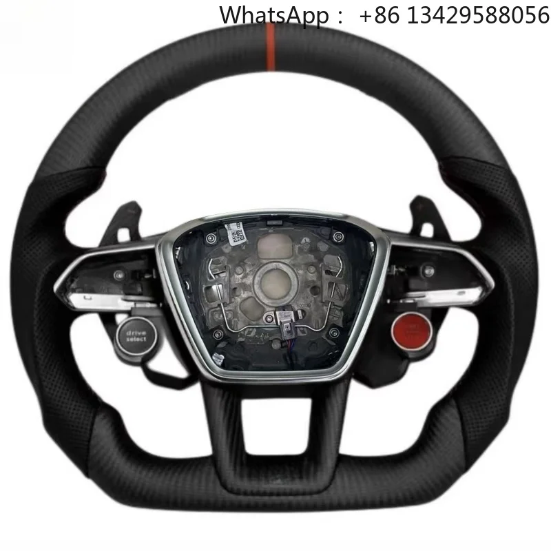 Custom Leather Carbon Fiber Directional Disc Start Button Shift Dial for Audi RS6 A6 S6 C8 A7 S7 RS7 Sport Suede