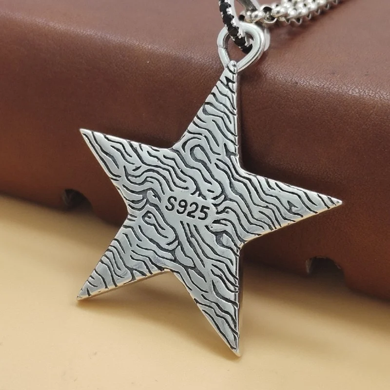 S925 Sterling Silver Charms Pendants for Women Men New Fashion Five-pointed Star Return to Old Ways Jewelry Wholesale