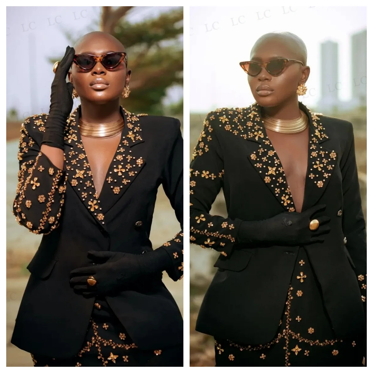 Women Suits 2 Pieces Blazer Pants Design Flower Beadings Slim Fit Plus Size One Button Custom Made Mother Of The Bride Tailored