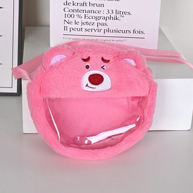 Disney Cartoon Plush Bag Strawberry Bear Cute Trendy Fashion Girl Beautiful Shoulder Doll Bag