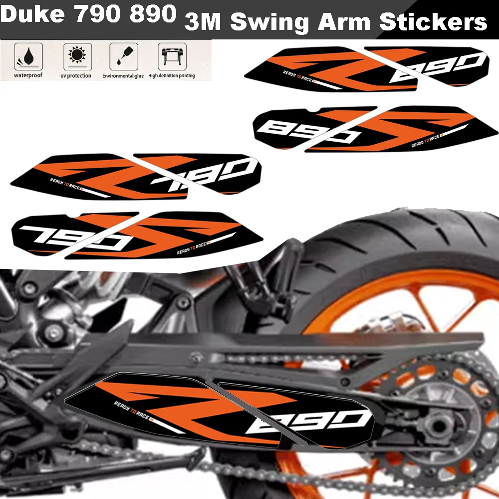 

For KTM Duke 790 890 SwingArm 3M Stickers Motorcycle Accessories Swing Arm Frame Sliders Adventure Decals Duke790 Duke890 R 2023