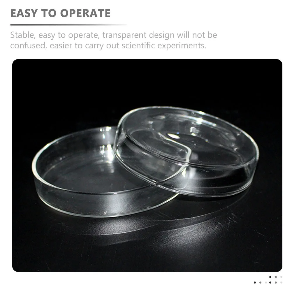 

2Pcs Petri Dishes School Experiment Transparent Glass Design Cell Culture Laboratory Teaching Aid Professional Petri Dish
