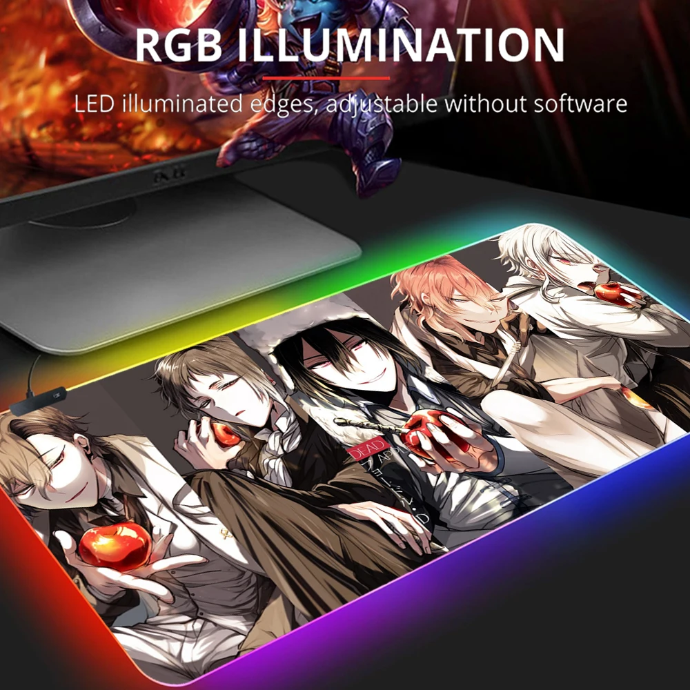 

Rgb Cute Mouse Pad Gaming Bungo Stray Dogs Pc Accessories Backlight Desk Protector Mousepad Anime Gamer Keyboard Backlit Mat